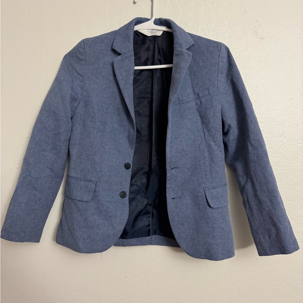 H&M Boy Blazer 8 Twill Chambray Denim Button Preppy Wedding Party